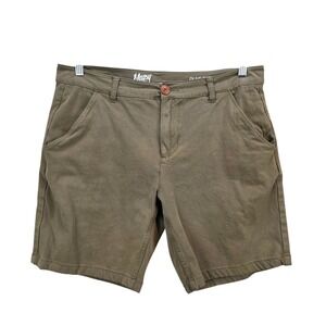 Mugsy Jeans Mens Olive Shorts Style K4SNOL Waist 34 Flat Front Casual Chino